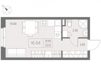 Продам квартиру студию, 23.5 м2, Санкт-Петербург, метро Елизаровская