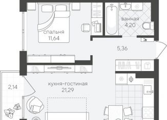 Продаю 1-комнатную квартиру, 44.6 м2, Тюмень, ЖК Скандиа Квартал у Озера