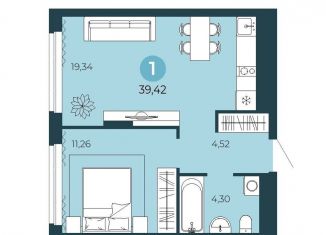 Продаю 1-ком. квартиру, 39.4 м2, Тюмень, Калининский округ