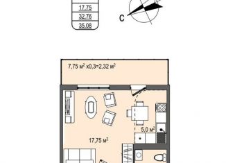 Продается 1-ком. квартира, 35.1 м2, Кемерово, ЖК Кузнецкий, Пролетарская улица, 29/3