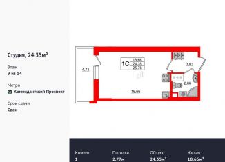 Продается квартира студия, 24.4 м2, Санкт-Петербург, ЖК Чистое Небо, Арцеуловская аллея, 17