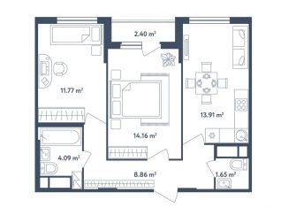 Продается 3-комнатная квартира, 55.6 м2, поселок Мещерино