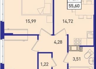 Продается 2-комнатная квартира, 55.6 м2, Мурино, ЖК Ромашки, улица Шоссе в Лаврики, 64к3