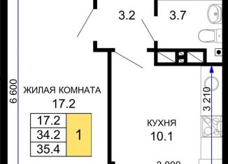 1-ком. квартира на продажу, 35.4 м2, Краснодар