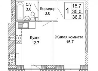Продается 1-комнатная квартира, 36.6 м2, Волгоград, Кировский район