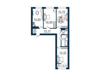 Продается 3-комнатная квартира, 86.5 м2, Новосибирск, улица Забалуева, 3/1, ЖК 1-ый на Киевской