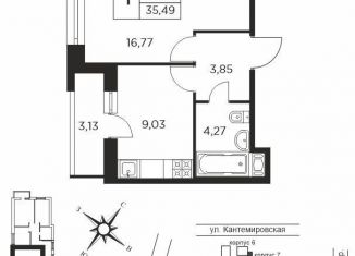 Продается 1-ком. квартира, 35 м2, Санкт-Петербург, Большой Сампсониевский проспект, 70к3, метро Выборгская