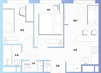 2-комнатная квартира на продажу, 41.5 м2, Москва, Окская улица, 7А, метро Окская