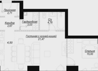 Однокомнатная квартира на продажу, 57.2 м2, Москва, 1-й Сетуньский проезд, вл6, станция Кутузовская