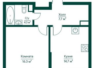 Продается 1-ком. квартира, 43.2 м2, Самара, метро Российская