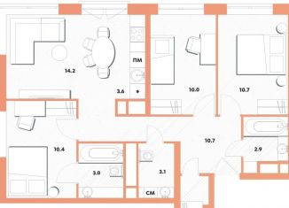 Продаю 3-ком. квартиру, 70.2 м2, Москва, метро Окская, Окская улица, 7А