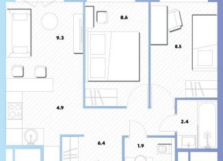 Продажа 2-комнатной квартиры, 41.8 м2, Москва, Окская улица, 7А, метро Окская