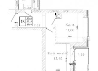 Продам 1-ком. квартиру, 36.1 м2, Новосибирск, ЖК На Шоссейной