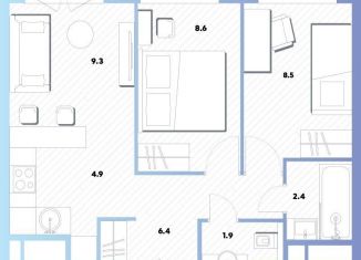 Продам двухкомнатную квартиру, 41.9 м2, Москва, Окская улица, 7А, метро Окская