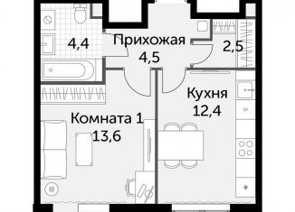 Продам 1-ком. квартиру, 38.6 м2, деревня Бородино, Малая Бородинская улица, 1к7