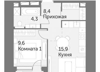 Продаю однокомнатную квартиру, 39.7 м2, Москва, метро Калужская