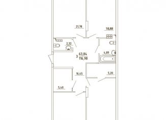 3-комнатная квартира на продажу, 117 м2, деревня Бородки, Парковая улица, 1