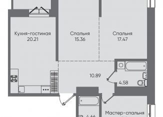 Продается квартира со свободной планировкой, 87.2 м2, Иркутск, ЖК Новые Горизонты