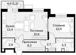 Продажа 2-комнатной квартиры, 61.7 м2, деревня Бородино, Малая Бородинская улица, 1к7