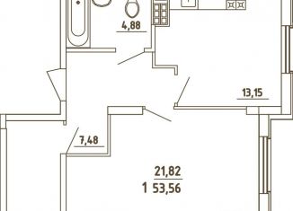 Продажа однокомнатной квартиры, 53.6 м2, деревня Бородки, Парковая улица, 1