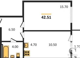 Продажа 1-ком. квартиры, 42.5 м2, Новосибирск, Озёрная улица, ЖК Крымский