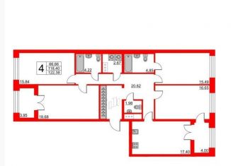 Четырехкомнатная квартира на продажу, 120 м2, Санкт-Петербург, ЖК Зе Уан, Петровский проспект, 26к2