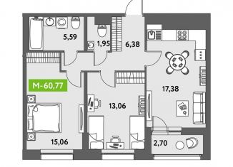 Продается 2-комнатная квартира, 60.8 м2, Санкт-Петербург, ЖК Триумф Парк