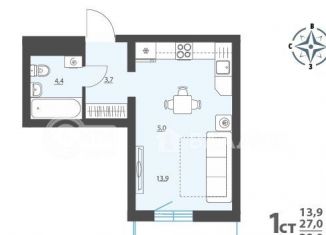 Продается однокомнатная квартира, 28 м2, Воронеж, ЖК Новое Подгорное