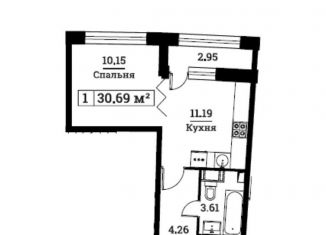 1-комнатная квартира на продажу, 30.7 м2, Мурино, проспект Авиаторов Балтики, 25, ЖК Авиатор