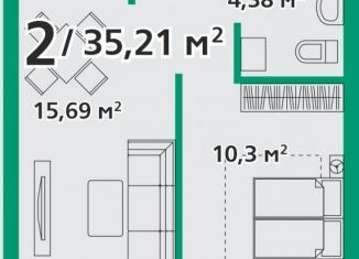 Продается двухкомнатная квартира, 35.2 м2, посёлок городского типа Берёзовка