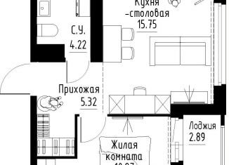 1-комнатная квартира на продажу, 37 м2, Свердловская область, Золотистый бульвар, 15