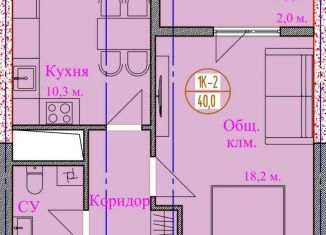 1-комнатная квартира на продажу, 40 м2, Грозный, улица Нурсултана Абишевича Назарбаева, 3Б