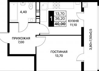 Продаю однокомнатную квартиру, 40 м2, Ростов-на-Дону