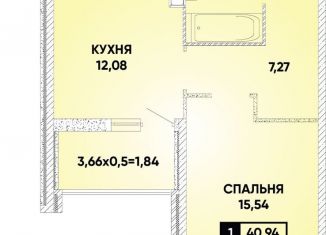 Продаю однокомнатную квартиру, 40.9 м2, Краснодар, Прикубанский округ