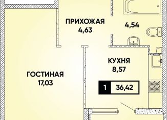 1-комнатная квартира на продажу, 36.4 м2, Краснодарский край