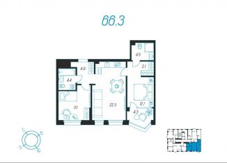 Продажа двухкомнатной квартиры, 66.3 м2, Тула, Центральный территориальный округ, улица Михеева, 9А