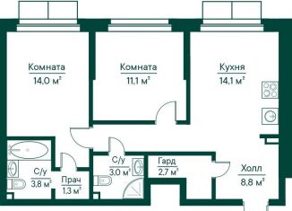 Продам двухкомнатную квартиру, 58.8 м2, Самарская область