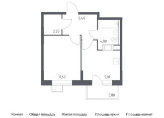 Продам однокомнатную квартиру, 33.5 м2, Москва, жилой комплекс Цветочные Поляны Экопарк, к1