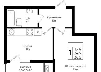 Продажа 1-комнатной квартиры, 36.5 м2, Краснодар, ЖК Европа-Сити