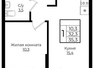 Продам 1-ком. квартиру, 35.3 м2, Краснодар, ЖК Европа-Сити, Карпатская улица