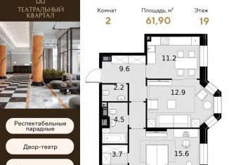Двухкомнатная квартира на продажу, 61.9 м2, Москва, ЖК Театральный Квартал