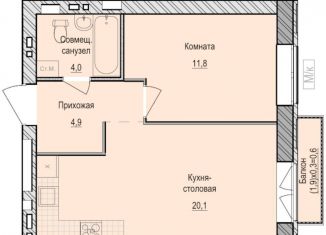 Продам однокомнатную квартиру, 40.8 м2, село Первомайский