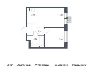 1-комнатная квартира на продажу, 36.2 м2, деревня Путилково