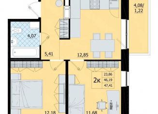 Продажа 2-комнатной квартиры, 47.4 м2, поселок Бугры