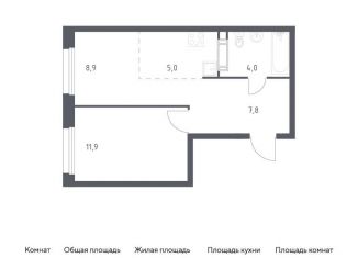 1-комнатная квартира на продажу, 37.7 м2, деревня Столбово, проспект Куприна, 30к9
