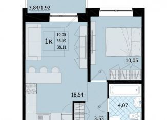 Продажа 1-комнатной квартиры, 38.1 м2, поселок Бугры