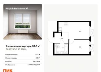 Продам однокомнатную квартиру, 32.8 м2, Москва, ЮАО