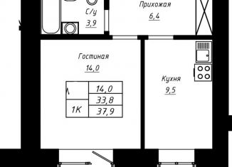 Продаю 1-комнатную квартиру, 37.9 м2, Барнаул