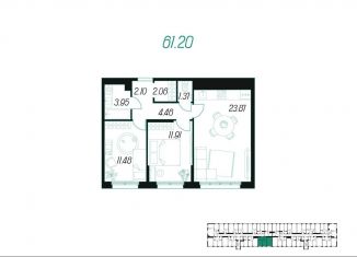 2-комнатная квартира на продажу, 61.2 м2, Тульская область