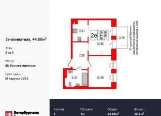 Продается однокомнатная квартира, 44.9 м2, Санкт-Петербург, метро Приморская